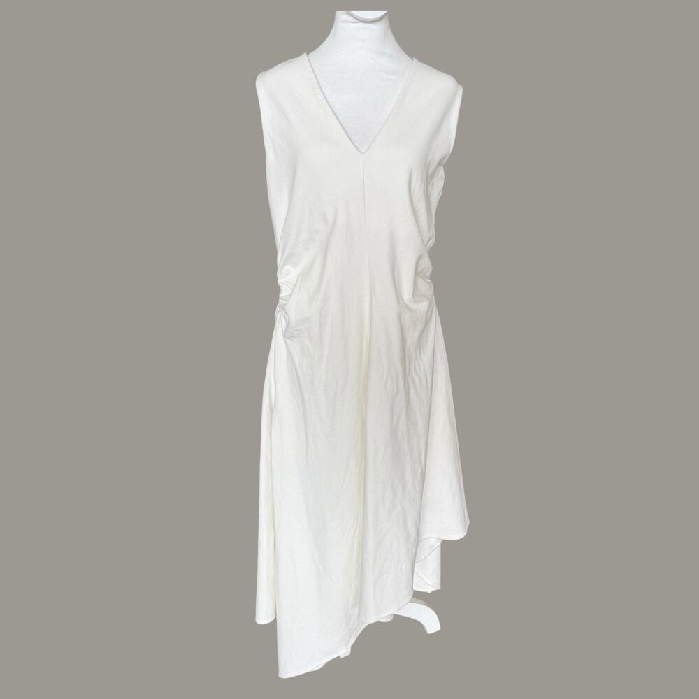 COS Gathered Asymmetric White Midi Dress M - Picture 2 of 13